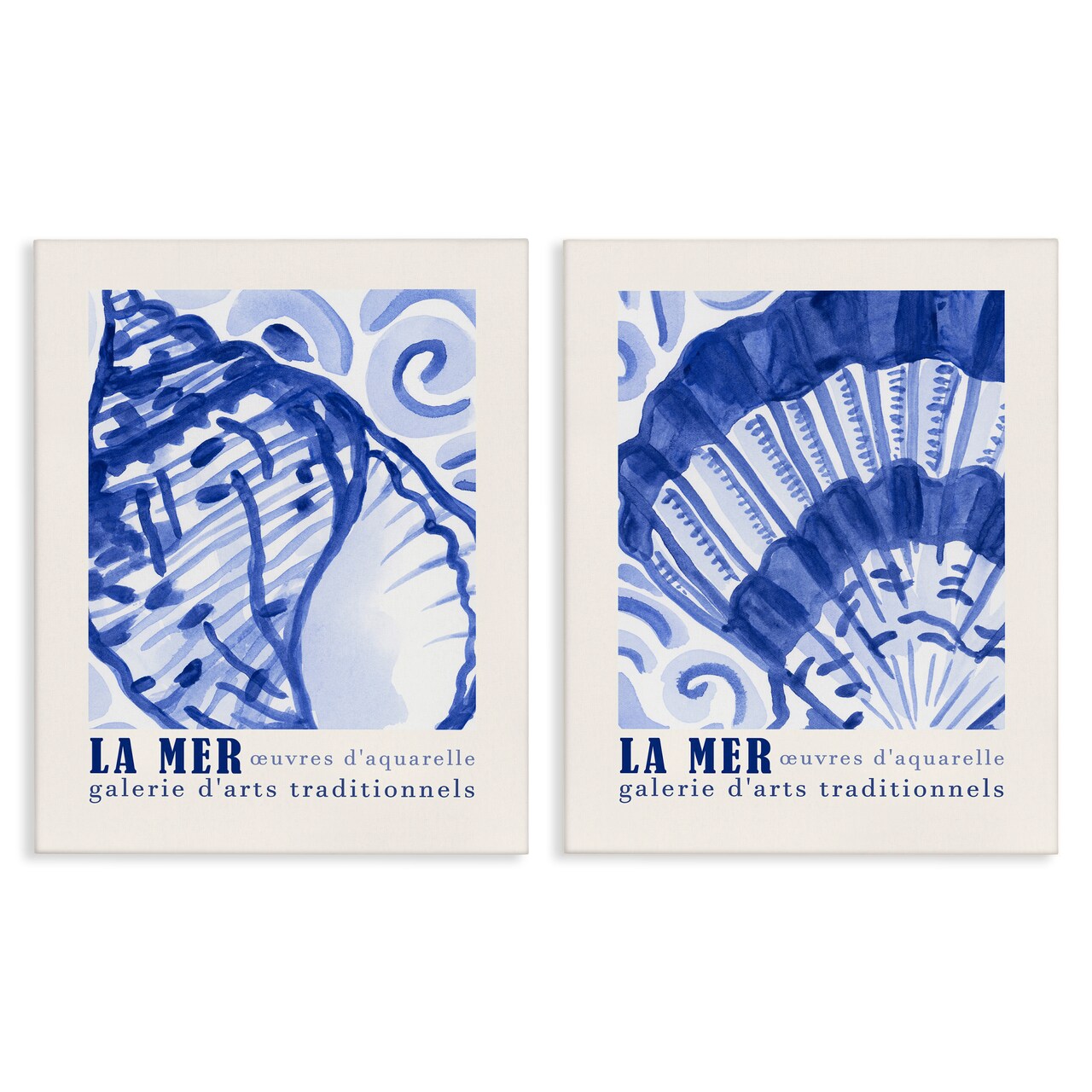 Stupell Industries Seashell Gallery Posters 2pc Canvas Wall Art Set Design by June Erica Vess